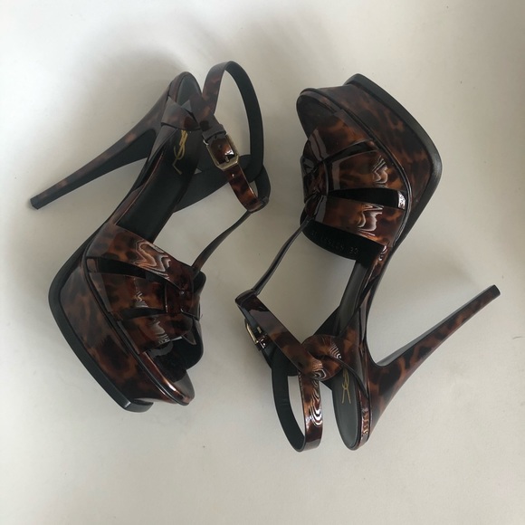 NIB $954 Saint Laurent Tribute Tortoise-Patent Platform in size 39! - Picture 13 of 16
